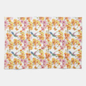 Gele orchideeën en levende vogels theedoek (Horizontaal)