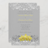 Gele orchideeën Gray Floral Weddenschap Kaart (Voorkant / Achterkant)