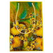 Gele orchideeën Magical Gold Sparkles Stars Green Medium Cadeauzakje (Voorkant)