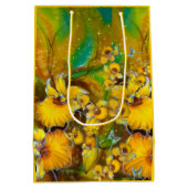 Gele orchideeën Magical Gold Sparkles Stars Green Medium Cadeauzakje (Achterkant)