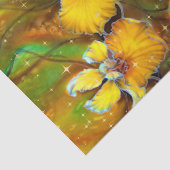 Gele orchideeën Magical Gold Sparkles Stars Green Tissuepapier (Detail)