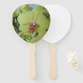 Gele orchideeën op een handventilator handwaaier (Voorkant en achterkant)