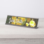 Gele Orchids Tropische Bloemen Bureau Naambordje (Voorkant)