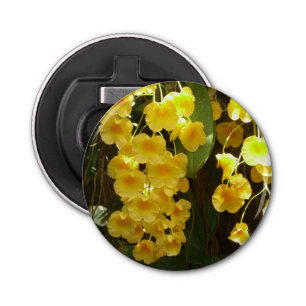 Gele Orchids Tropische Bloemen Button Flesopener