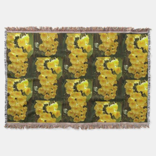 Gele Orchids Tropische Bloemen Deken (Voorkant)