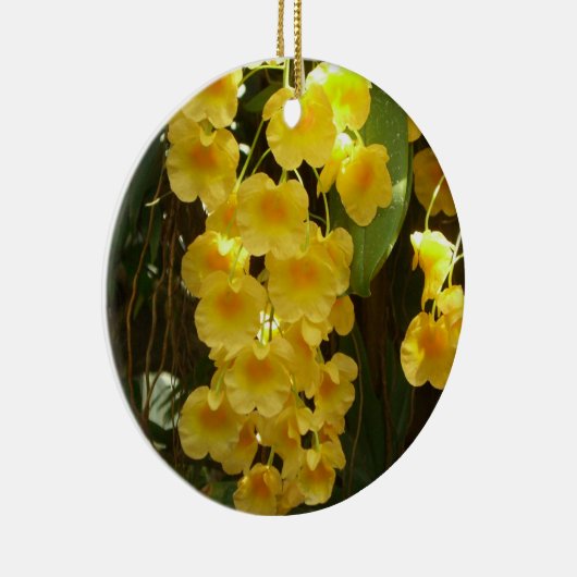 Gele Orchids Tropische Bloemen Keramisch Ornament (Rechts)