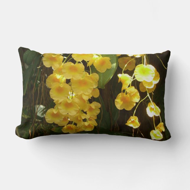 Gele Orchids Tropische Bloemen Kussen (Voorkant)