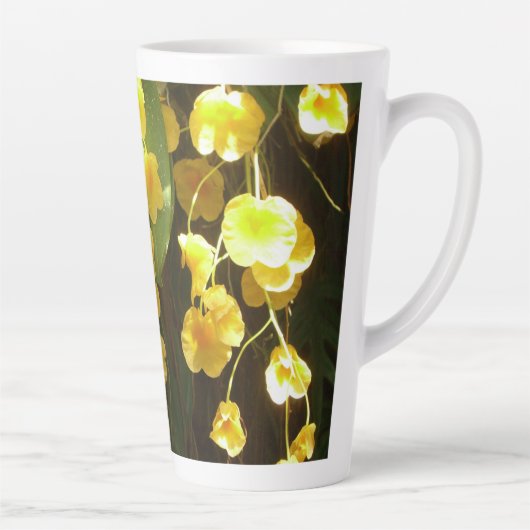 Gele Orchids Tropische Bloemen Latte Mok (Rechts)