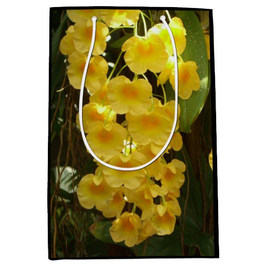 Gele Orchids Tropische Bloemen Medium Cadeauzakje (Voorkant)