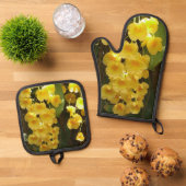 Gele Orchids Tropische Bloemen Ovenwant & Pannenlap Set (Top down)