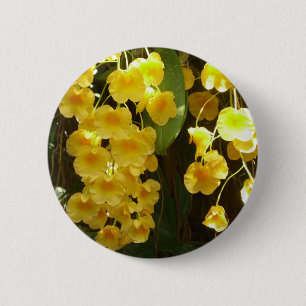 Gele Orchids Tropische Bloemen Ronde Button 5,7 Cm