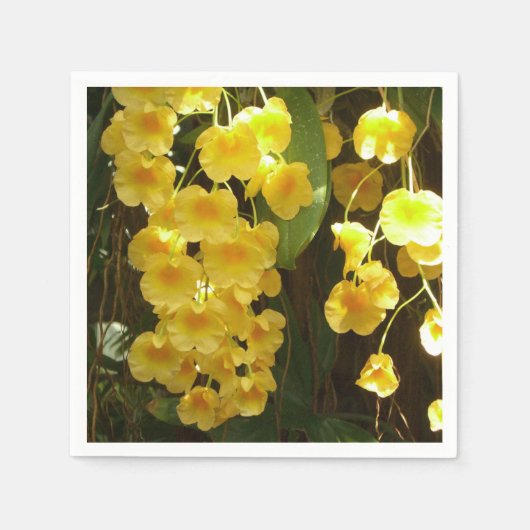 Gele Orchids Tropische Bloemen Servetten (Voorkant)