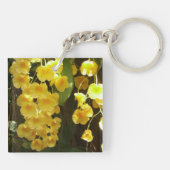 Gele Orchids Tropische Bloemen Sleutelhanger (Achterkant)