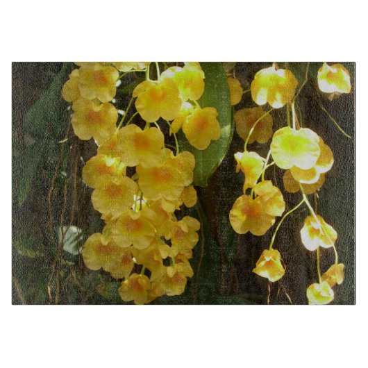 Gele Orchids Tropische Bloemen Snijplank (Voorkant)