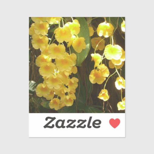 Gele Orchids Tropische Bloemen Sticker (Vel)