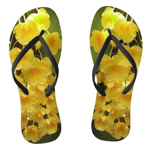 Gele Orchids Tropische Bloemen Teenslippers (Voetbed)