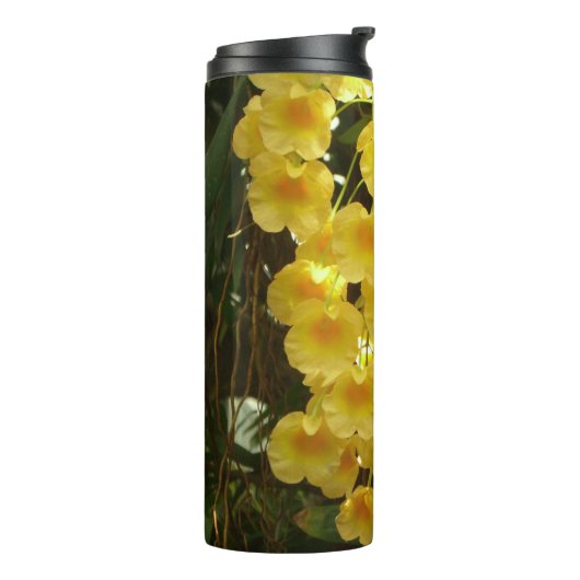 Gele Orchids Tropische Bloemen Thermosbeker (Gedraaid links)