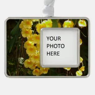 Gele Orchids Tropische Bloemen Verzilverd Omlijst Ornament