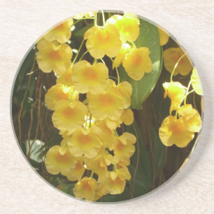 Gele Orchids Tropische Bloemen Zandsteen Onderzetter