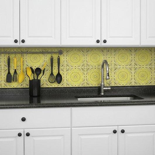 Gele oriëntaalse ontwerp tegeltje