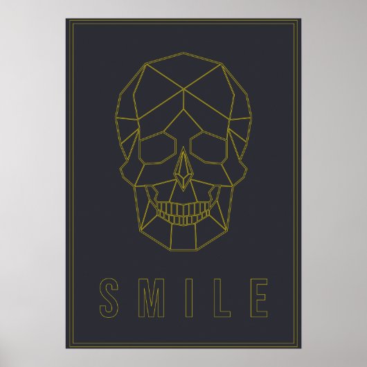 Gele origami schedel bevestigen poster. glimlach. poster (Voorkant)
