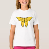 Gele Origami Vlinder Meisjes T-shirt (Voorkant)