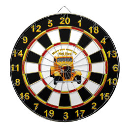 Gele oude roadster met gouden zwarte folie ontwerp dartbord