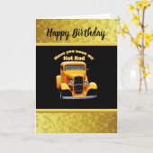 Gele oude roadster met gouden zwarte folie ontwerp kaart (Gele Bloem)