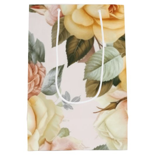 Gele Ouderwetse Rozen Medium Cadeauzakje (Achterkant)