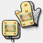 Gele ovenwant en pannenlapper set met Bijbelvers (Voorkant / Achterkant)