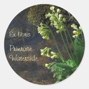 Gele oxlip bloemen bookplate sticker