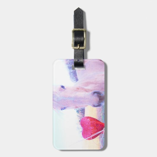 Gele Paard en Rode Hart Bagagelabel (Voorkant verticaal)