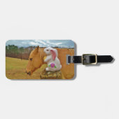 Gele paarden, lenteskonijn bagagelabel (Voorkant horizontaal)