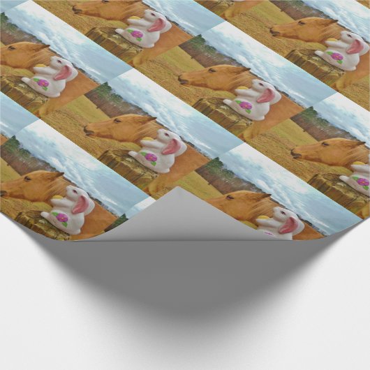 Gele paarden, lenteskonijn cadeaupapier (Hoek)