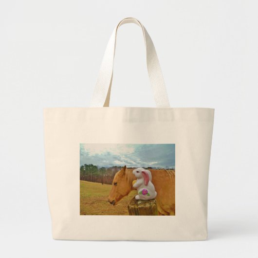 Gele paarden, lenteskonijn grote tote bag (Voorkant)