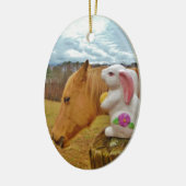 Gele paarden, lenteskonijn keramisch ornament (Links)