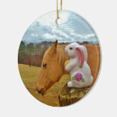 Gele paarden, lenteskonijn keramisch ornament (Links)