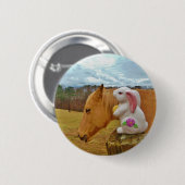 Gele paarden, lenteskonijn ronde button 5,7 cm (Voorkant /achterkant)
