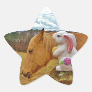Gele paarden, lenteskonijn ster sticker