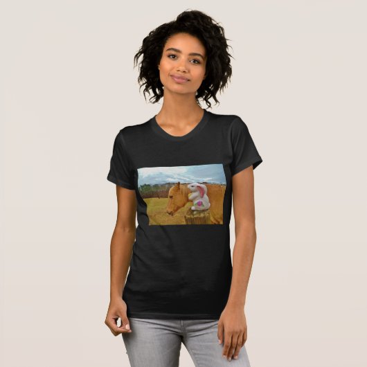 Gele paarden, lenteskonijn t-shirt (Voorkant volledig)