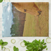 Gele paarden, lenteskonijn theedoek (Gevouwen)