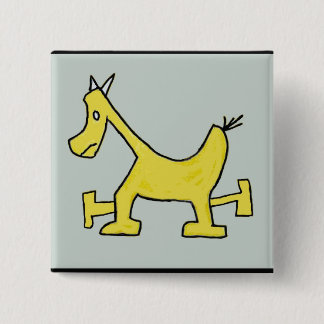 Gele paarden vierkante button 5,1 cm
