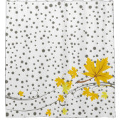 Gele paardenbladeren en grijze polkadots douchegordijn (Voorkant)