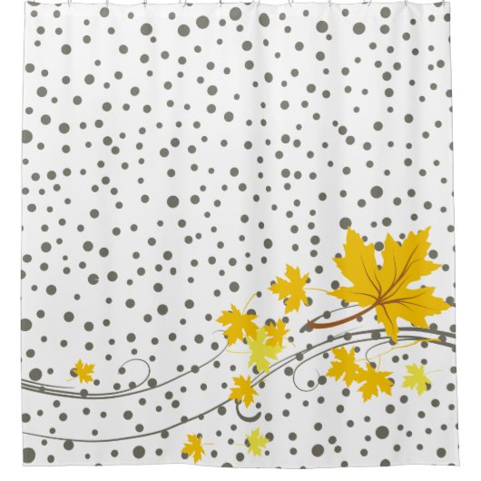 Gele paardenbladeren en grijze polkadots douchegordijn (Voorkant)