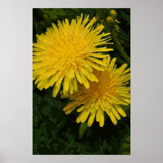 Gele Paardenbloem Grafische Art Print. Poster (Voorkant)