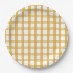 Gele paardpicknick papieren bordje