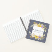 Gele Paarse  Bloem Gepersonaliseerd Notitieboek (Binnen)