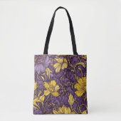 Gele paarse bloemen tuin canvas tas (Voorkant)