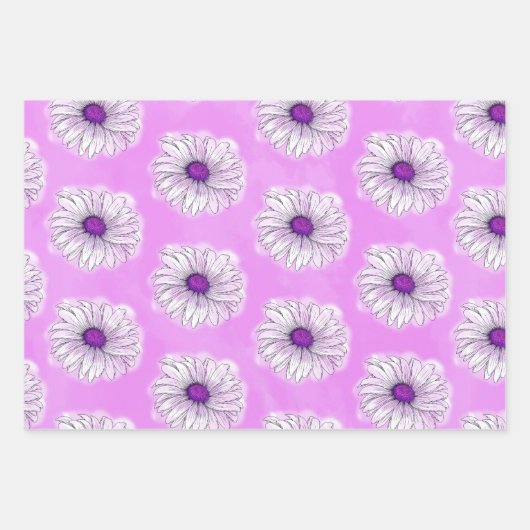 Gele Paarse en Blauwe Daisies Inpakpapier Vel (Voorkant 2)