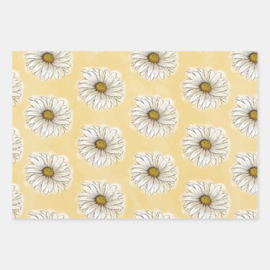 Gele Paarse en Blauwe Daisies Inpakpapier Vel (Voorkant)